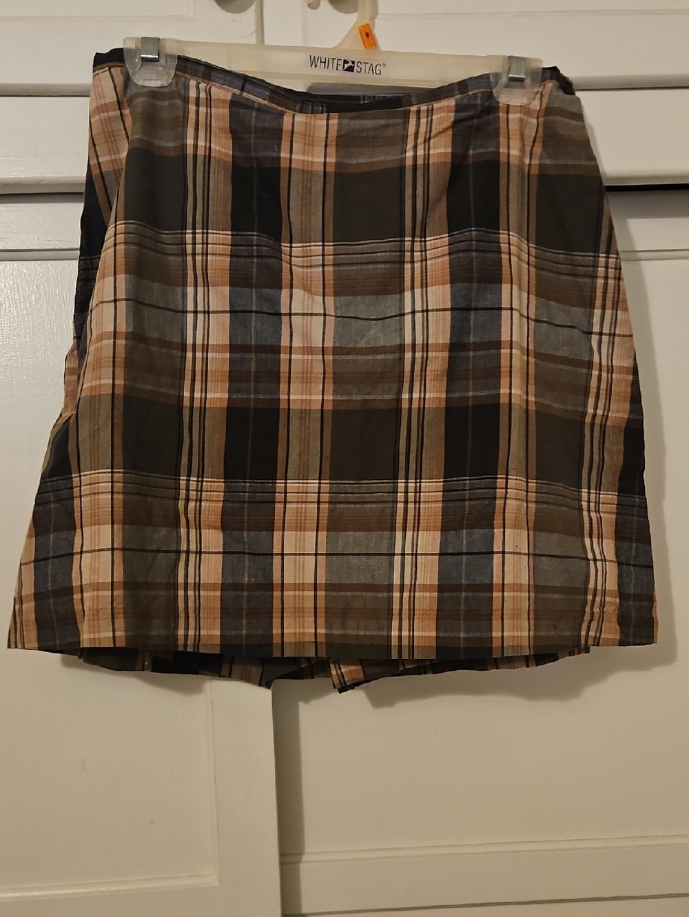 White Stag Brown & Black Plaid Mini Skort